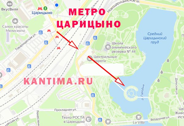 Фонтан парк Царицыно на карте